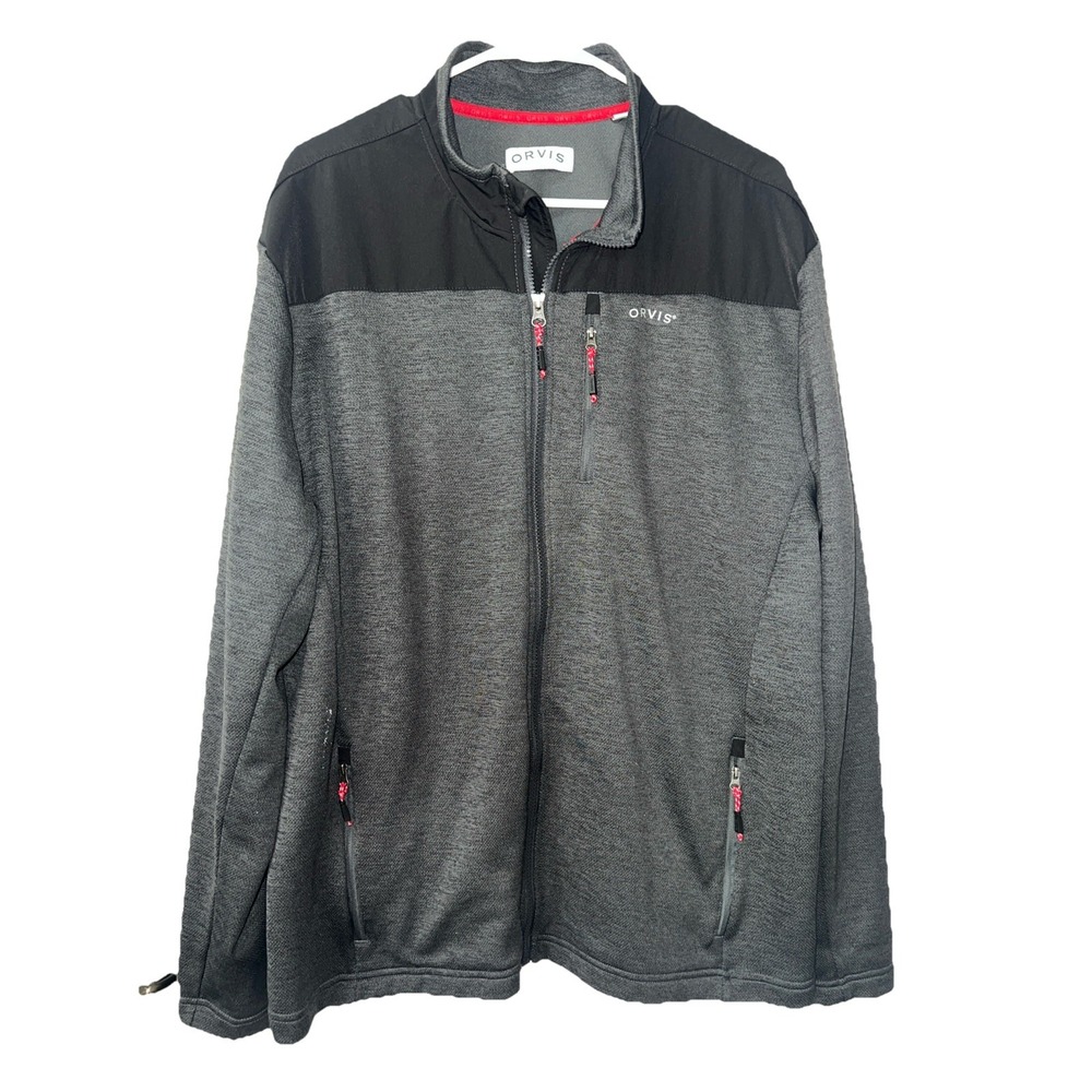 Orvis Full Zip Jacket Mens Size XLarge Gray Zippered Pockets Outdoor Travel
